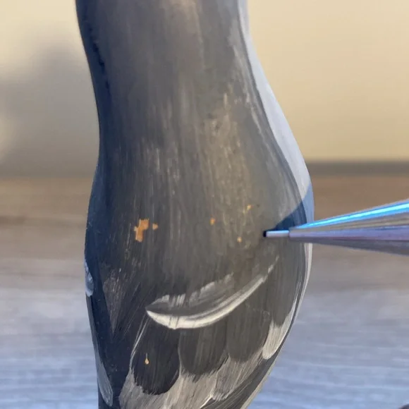 Sculpture cat Bird Figurine on Driftwood hand painted